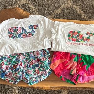 Two Vineyard Vines Sets - White with Floral and Tropical Prints